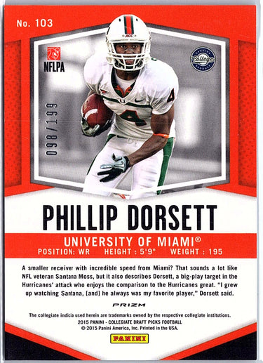 2015 Panini Prizm Collegiate Draft Picks #103 Phillip Dorsett Prizms Camo #/199