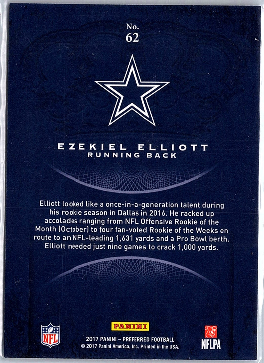 2017 Panini Crown Royale #62 Ezekiel Elliott Platinum #/49