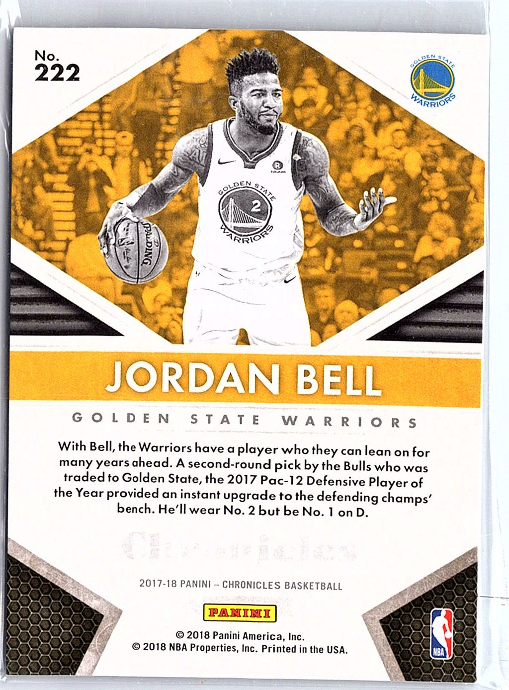 2017-18 Panini Chronicles #222 Jordan Bell Titanium Draft Year #/17
