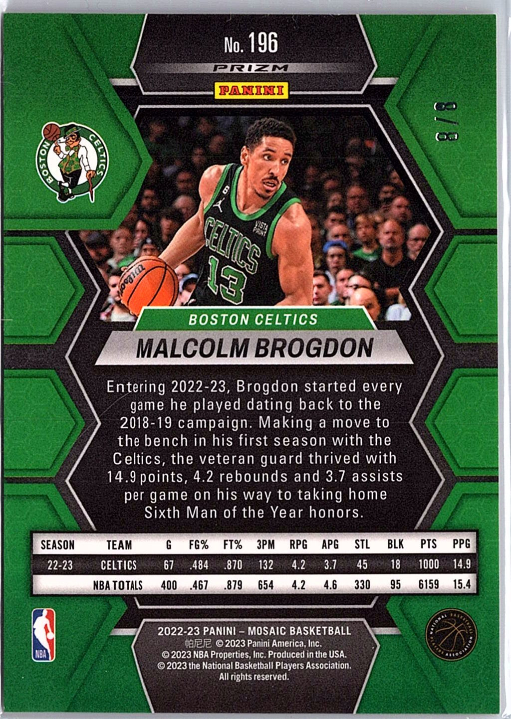 2022-23 Panini Mosaic #196 Malcolm Brogdon Lucky Envelopes #/8