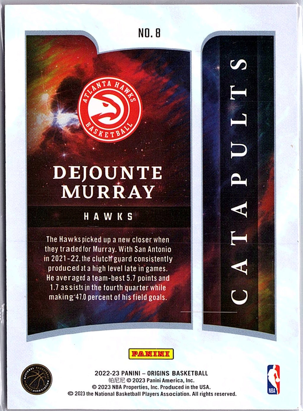 2022-23 Panini Origins #8 Dejounte Murray Catapults Pink #/99