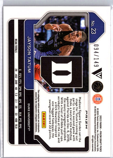 2022 Panini Prizm Draft Picks #23b Jayson Tatum Purple Ice #/149