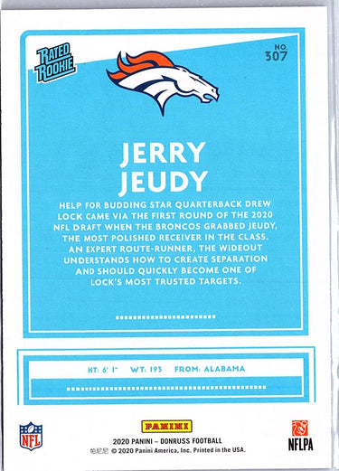 2020 Donruss #307 Jerry Jeudy Press Proof Blue