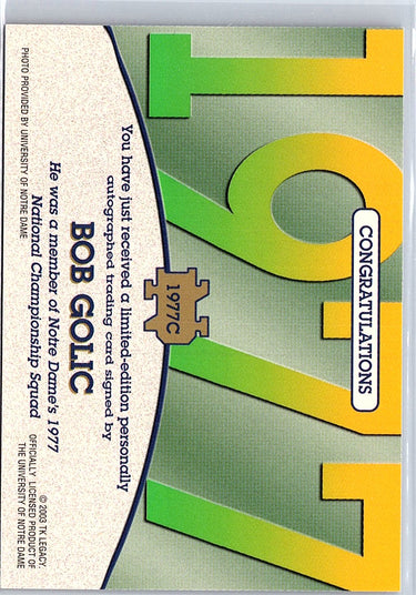 2003-09 TK Legacy Notre Dame Fighting Irish #1977C Bob Golic Auto