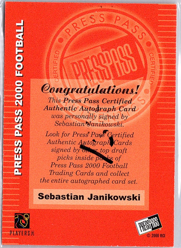 2000 Press Pass #NNO Sebastian Janikowski Authentics