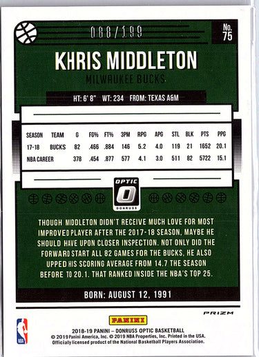 2018-19 Donruss Optic #75 Khris Middleton Orange #/199