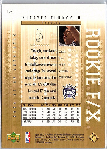 2000-01 SP Authentic #106 Hidayet Turkoglu #/1250