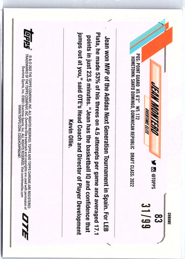 2021-22 Topps Chrome Overtime Elite #63 Kok Yat Blue Refractor #/99