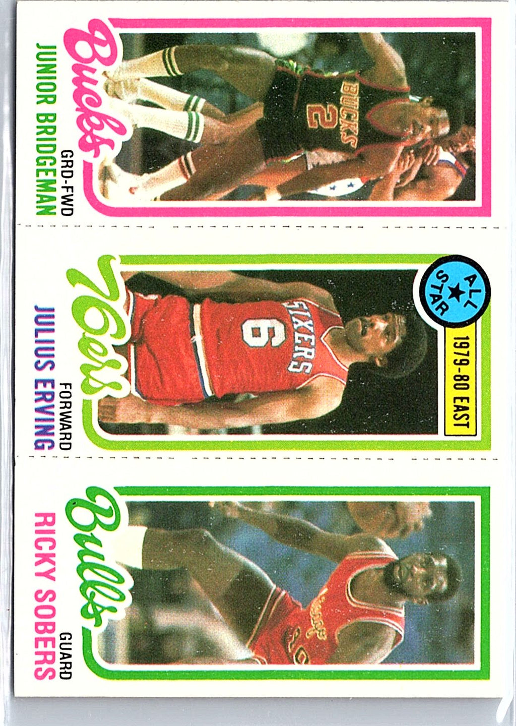 1980-81 Topps #1 49 146 Junior Bridgeman Julius Erving Ricky Sobers AS, CL