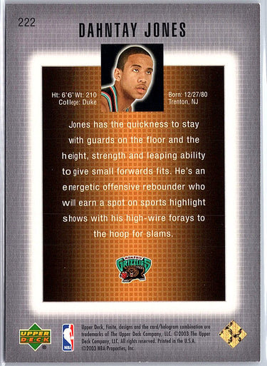 2003-04 Upper Deck Finite #222 Dahntay Jones Gold #/100