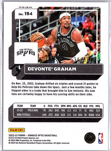 2022-23 Donruss Optic #194 Devonte' Graham Choice Red #/88