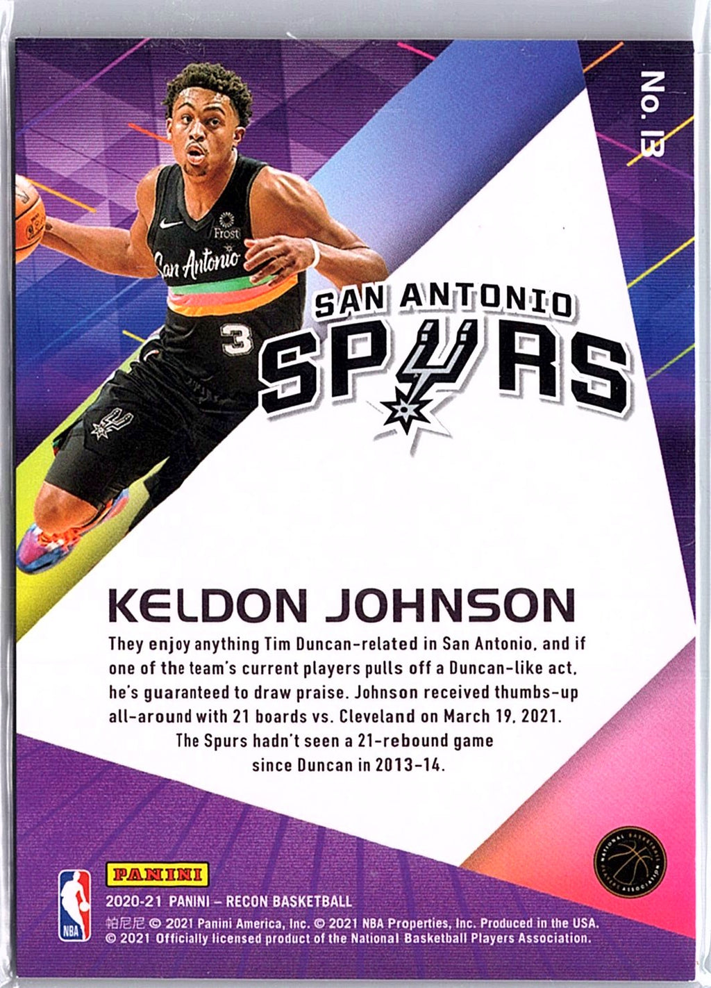 2020-21 Panini Recon #13 Keldon Johnson Holo Red #/199