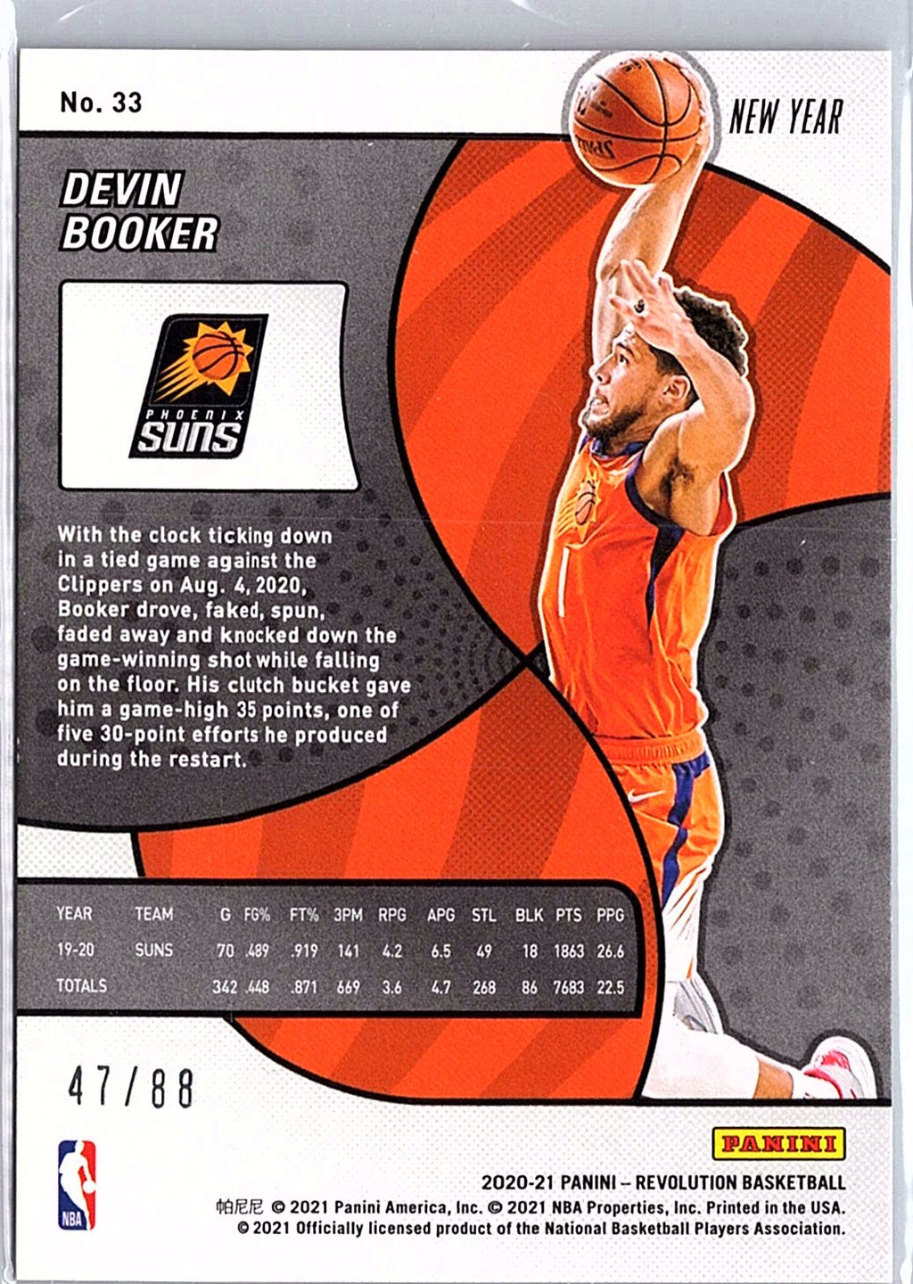 2020-21 Panini Revolution #33 Devin Booker Chinese New Year Emerald #/88