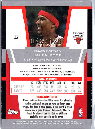 2003-04 Bowman Signature #52 Jalen Rose Foil #/125