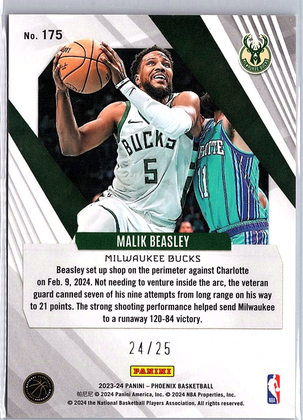 2023-24 Panini Phoenix #175 Malik Beasley Fire and Ice #/25