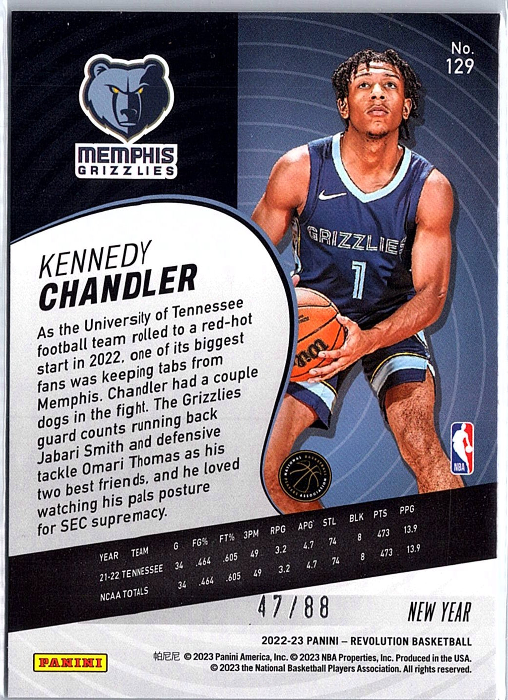 2022-23 Panini Revolution #129 Kennedy Chandler Chinese New Year Emerald #/88