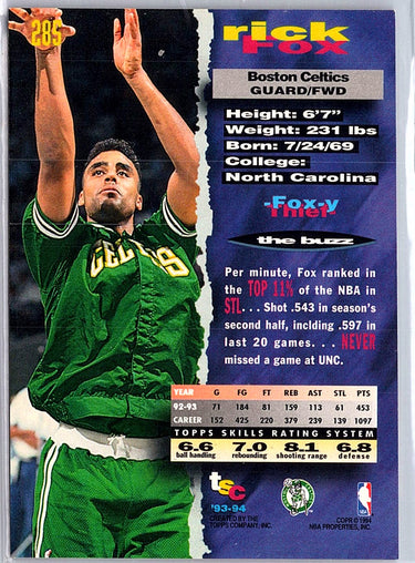 1993-94 Stadium Club #285 Rick Fox First Day Issue