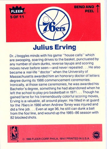 1986-87 Fleer #5 Julius Erving Stickers