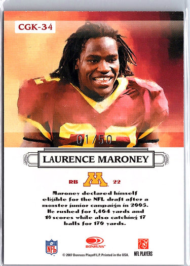 2007 Donruss Threads Laurence Maroney Gridiron Kings Framed Blue #/50
