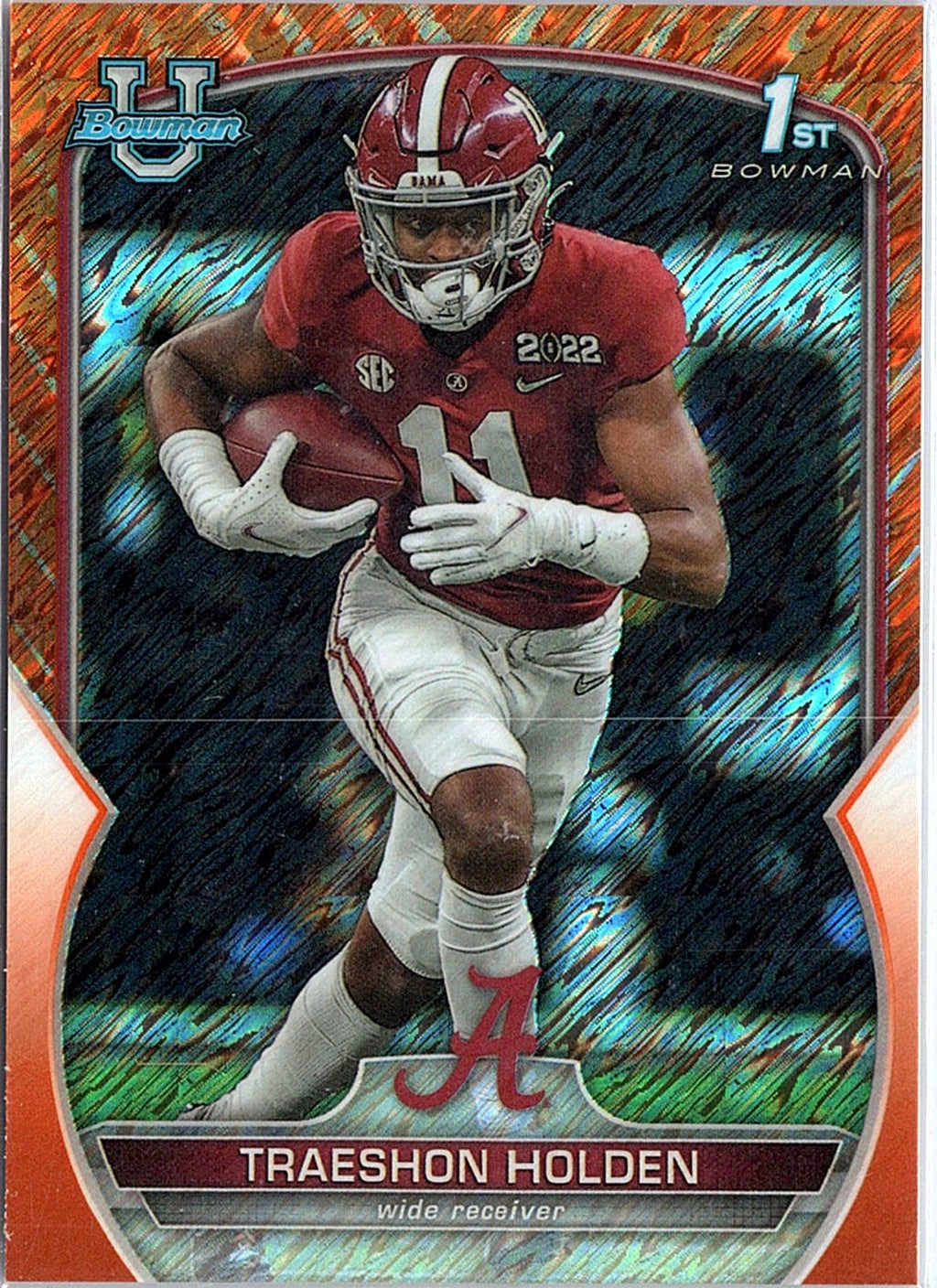 2022 Bowman University Chrome #18 Traeshon Holden Orange Shimmer Refractor #/25