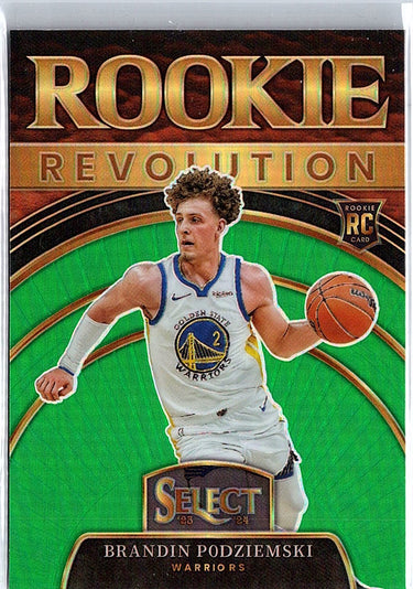 2023-24 Panini Select #19 Brandin Podziemski Rookie Revolution Green Prizms
