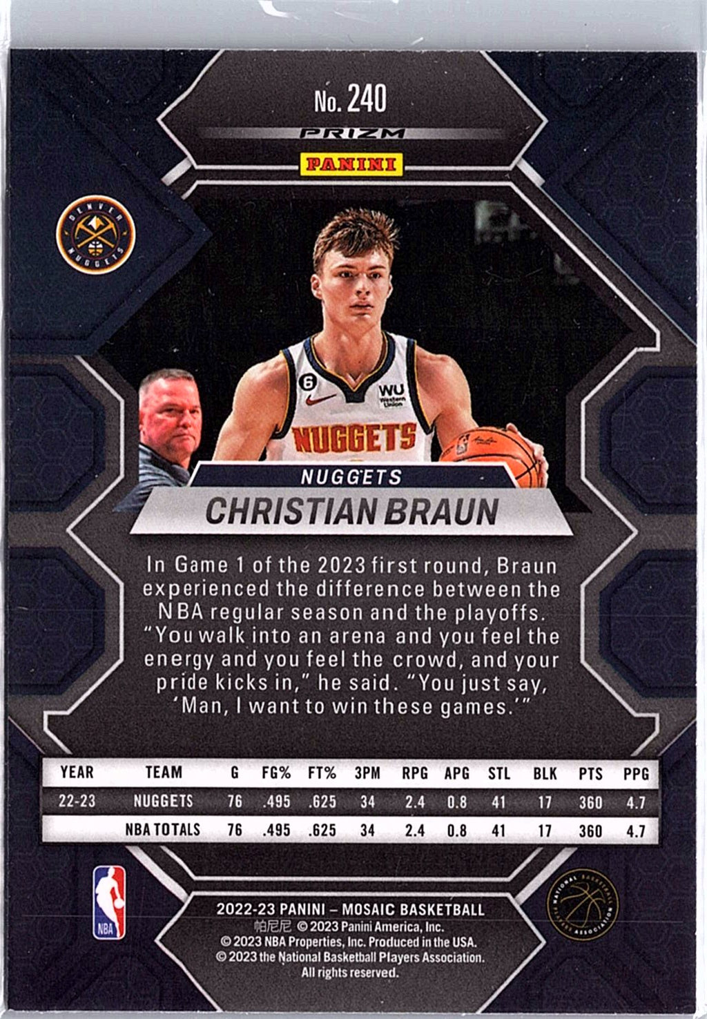 2022-23 Panini Mosaic #240 Christian Braun Red Wave