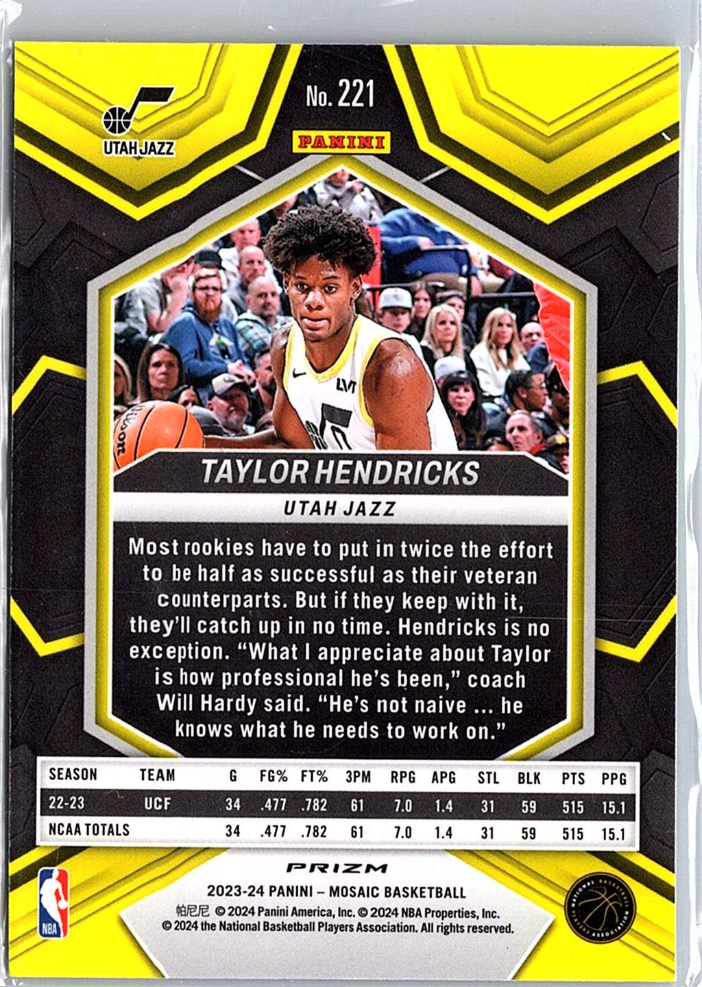 2023-24 Panini Mosaic #221 Taylor Hendricks Green