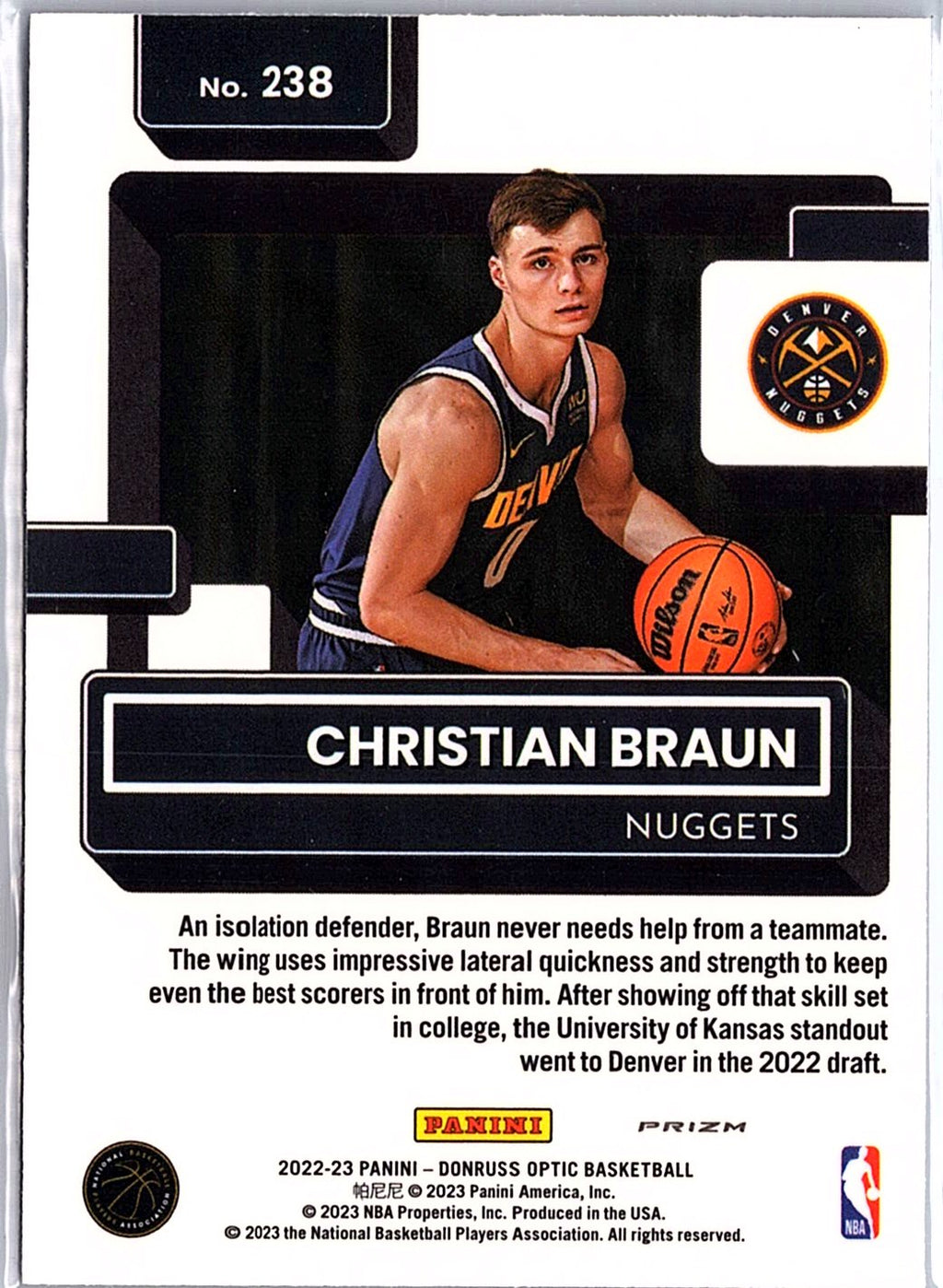 2022-23 Donruss Optic #238 Christian Braun Purple