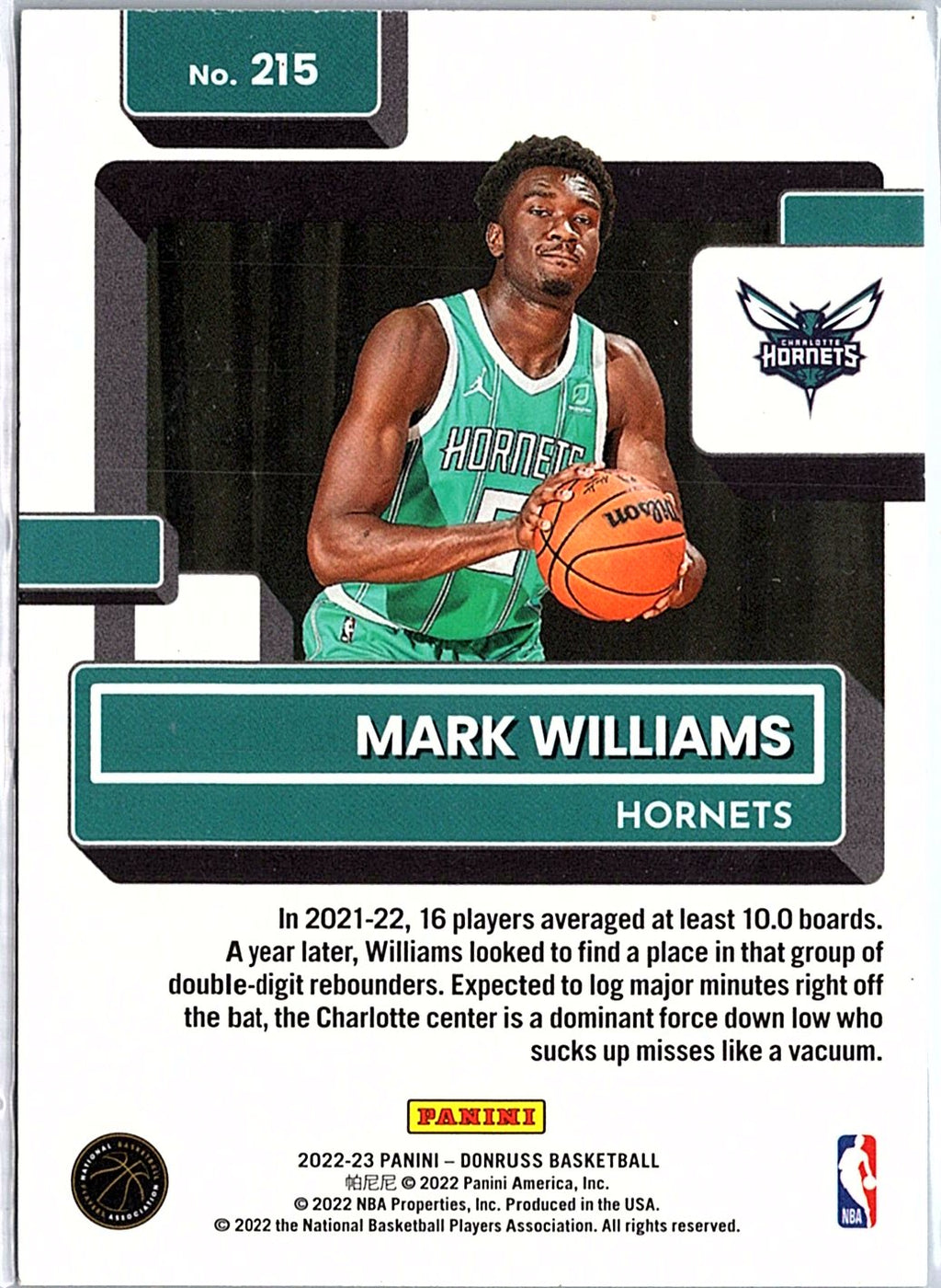 2022-23 Donruss #215 Mark Williams Holo Laser Green