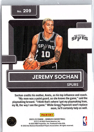 2022-23 Donruss #209 Jeremy Sochan Holo Laser Green