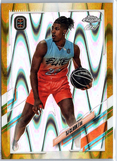2021-22 Topps Chrome Overtime Elite #41 TJ Clark Gold RayWave Refractor #/50