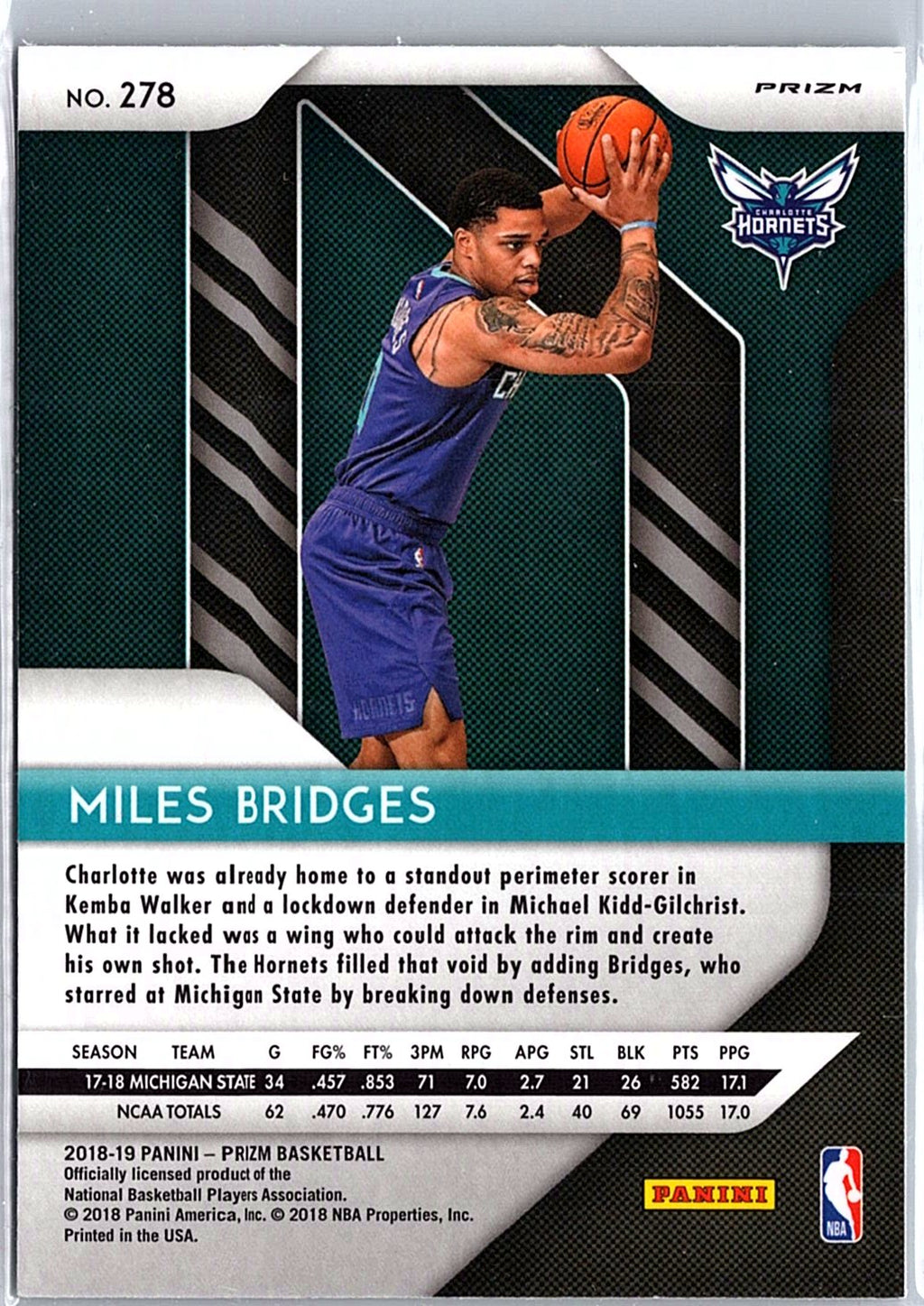 2018-19 Panini Prizm #278 Miles Bridges Prizms Green
