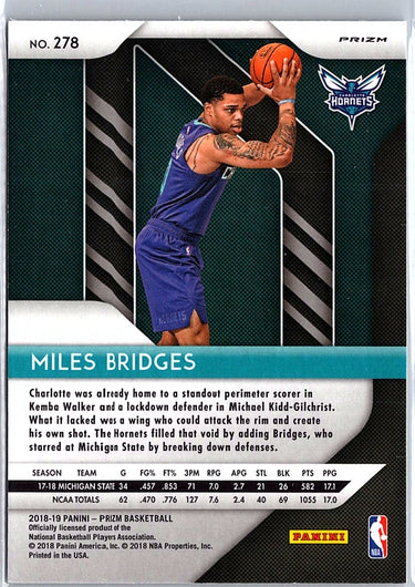 2018-19 Panini Prizm #278 Miles Bridges Prizms Green