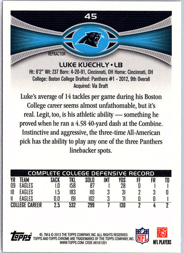 2012 Topps Chrome #45 Luke Kuechly Xfractors