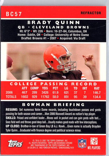 2007 Bowman #112 Brady Quinn Refractor