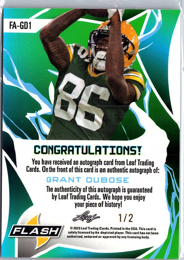 2023 Leaf Eclectic - Flash Autographs Wave Green #FA-GD1 Grant Dubose #/2