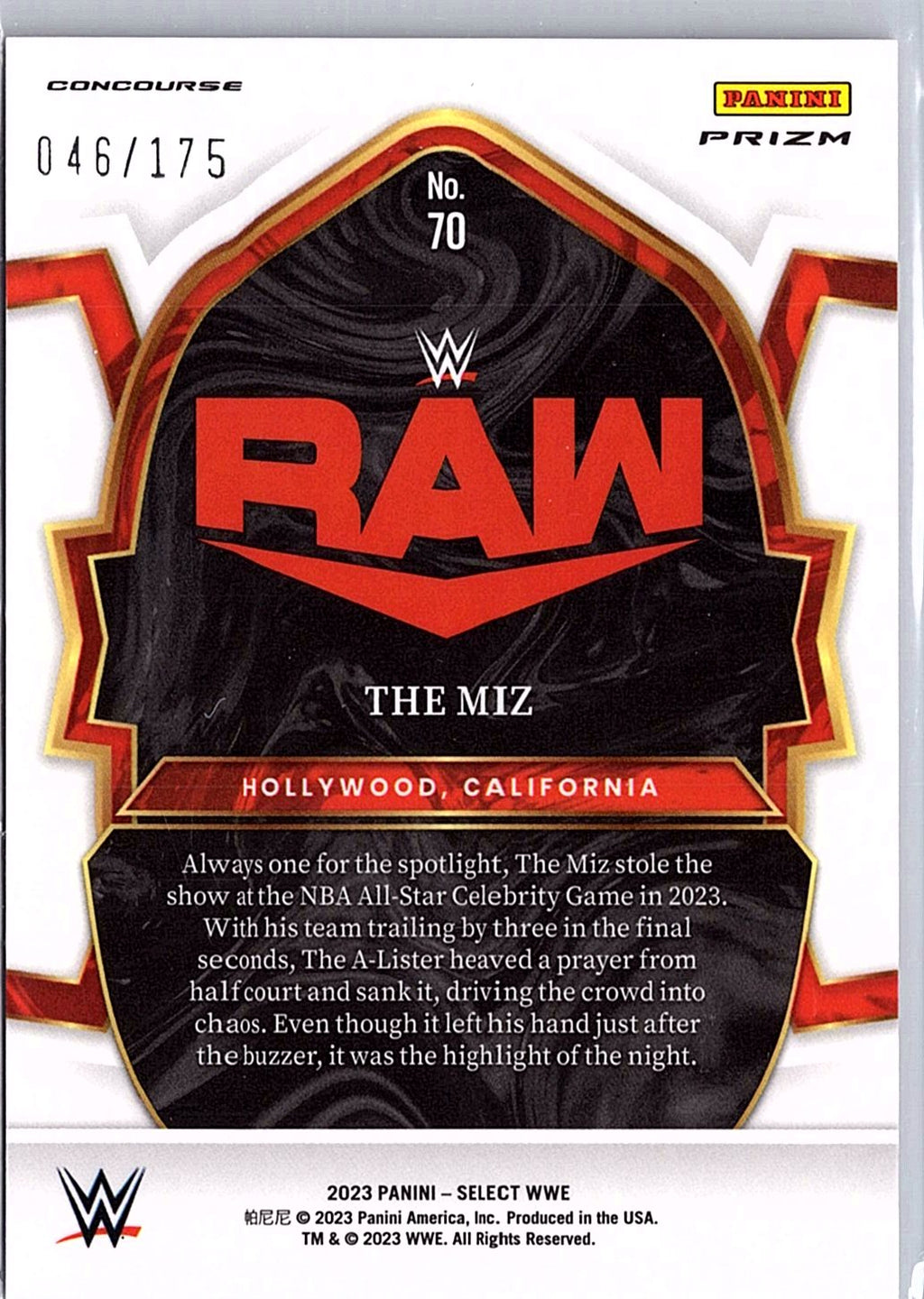 2023 Panini Select WWE #70 The Miz Red Prizms #/175