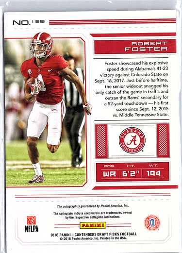 2018 Panini Contenders Draft Picks #155 Robert Foster Playoff Ticket #/15