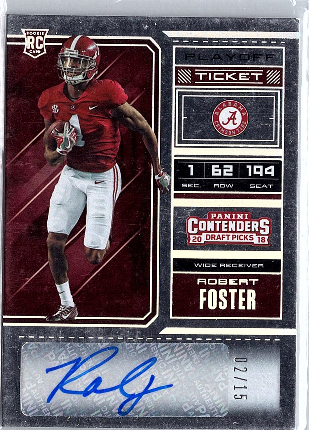 2018 Panini Contenders Draft Picks #155 Robert Foster Playoff Ticket #/15