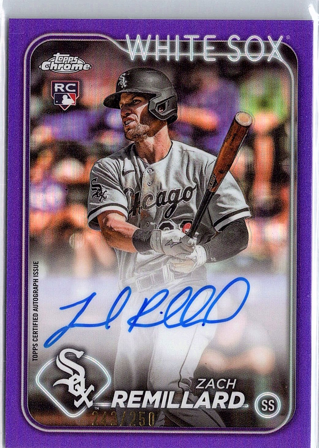 2024 Topps Chrome #RA-ZR Zach Remillard Rookie Autographs Purple Refractor #/250