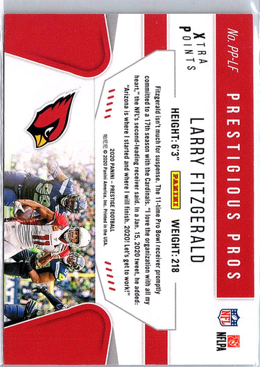 2020 Panini Prestige #PP-LF Larry Fitzgerald Xtra Points Platinum #/10