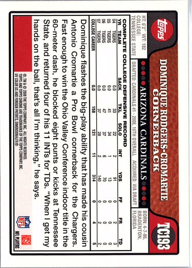 2008 Topps Chrome #TC193 Dominique Rodgers-Cromartie Rookie Autographs