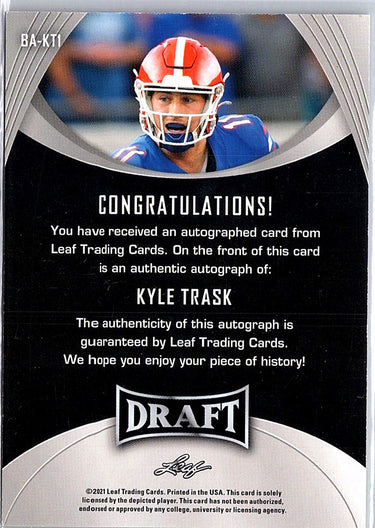 2021 Leaf Draft #BA-KT1 Kyle Trask Autographs Gold
