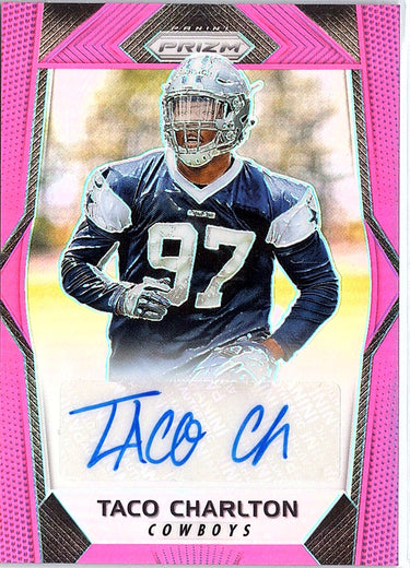 2017 Panini Prizm #RA-TCH Taco Charlton Rookie Autographs Prizm Pink