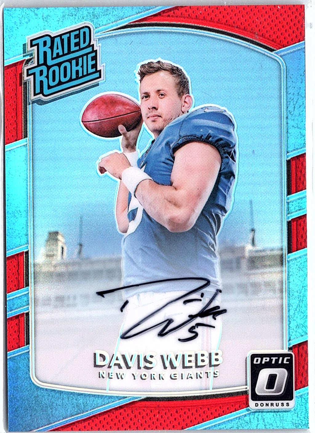 2017 Donruss Optic #198 Davis Webb Rated Rookies Autographs Red #/50