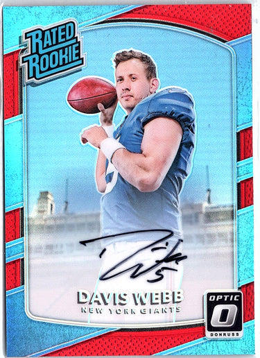 2017 Donruss Optic #198 Davis Webb Rated Rookies Autographs Red #/50