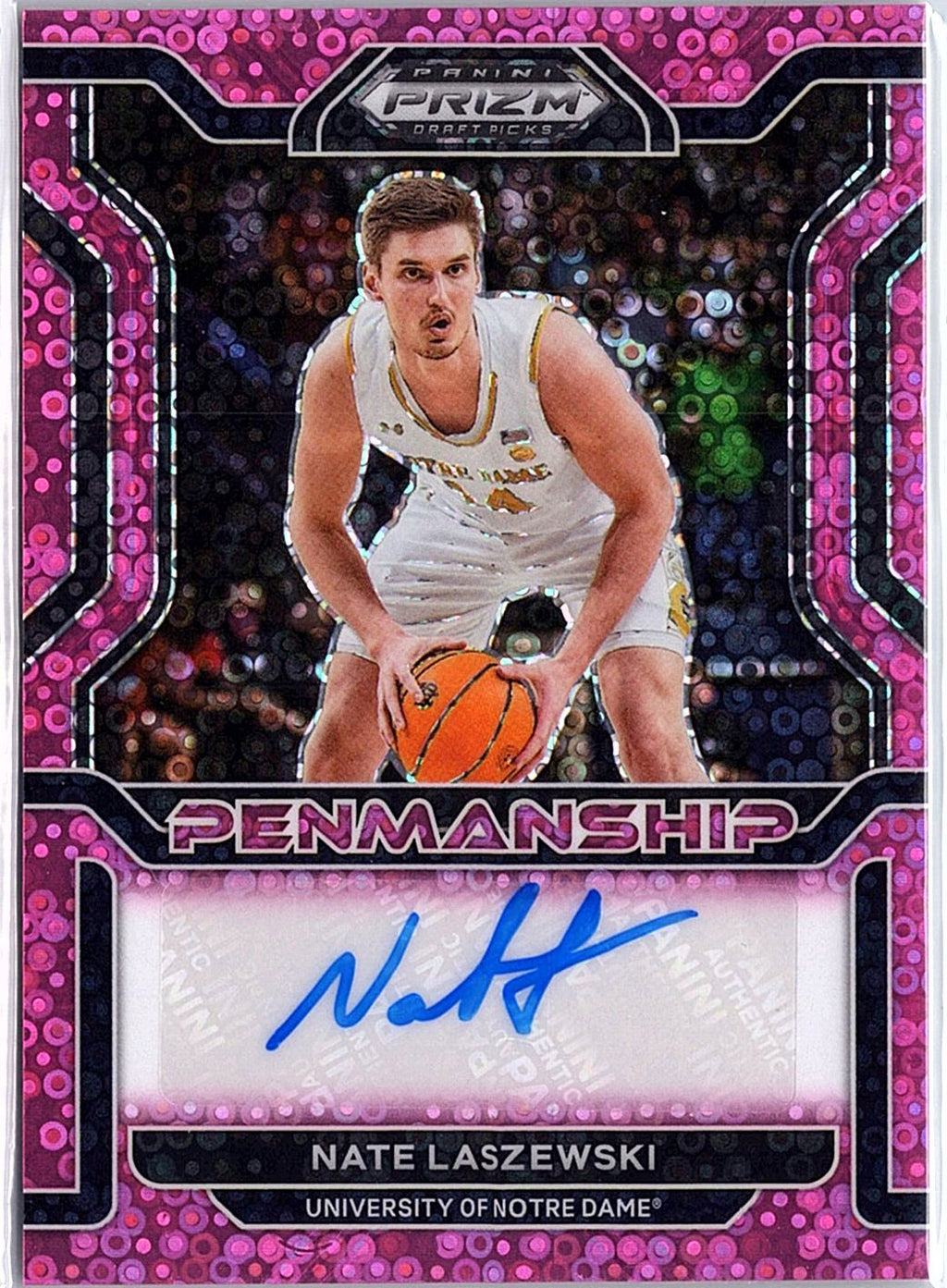 2022 Prizm Draft Picks Nate Laszewski College Penmanship auto Pink 20