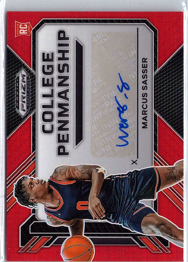 2023 Panini Prizm Draft Picks #CP-MSS Marcus Sasser College Penmanship Red #/125