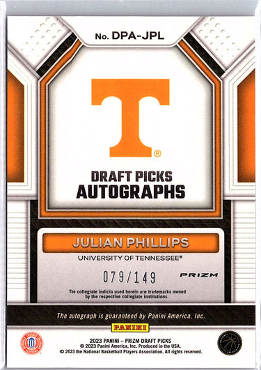 2023 Panini Prizm Draft Picks Julian Phillips  Autographs Red #/149