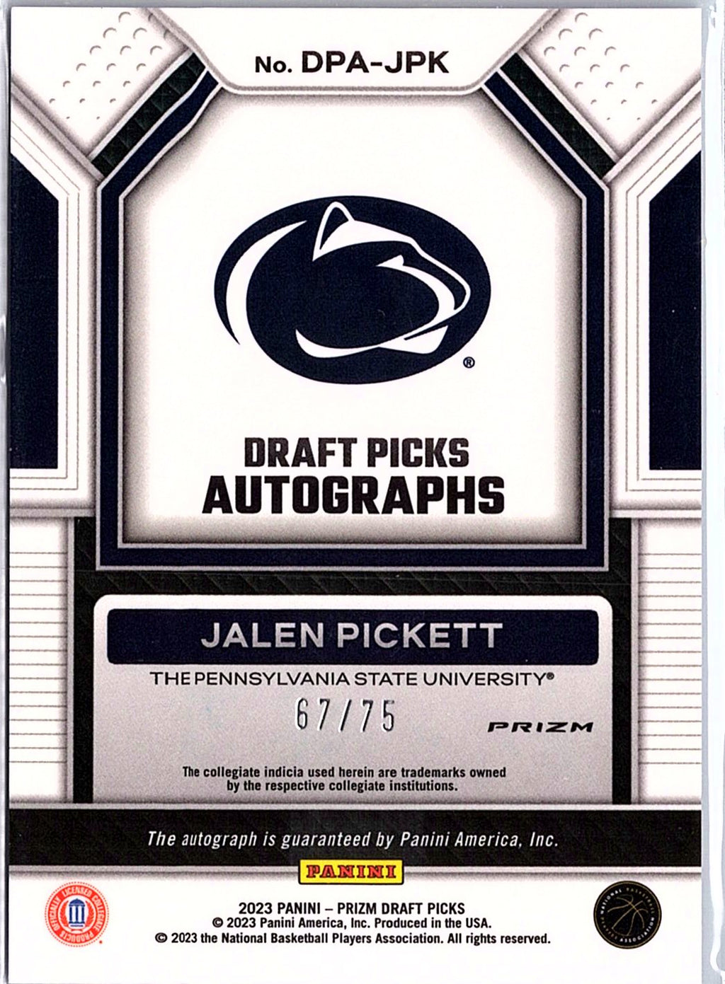 2023 Panini Prizm Draft Picks David Singleton Autographs Blue /75